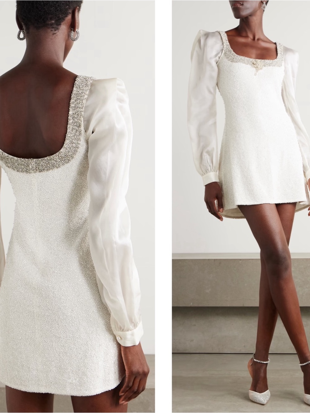 CLIO PEPPIATT Daisy Crystal and Bead Embellished White Mini Dress Size Small